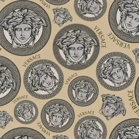 Plată sigură Tapet Versace - Medusa bej