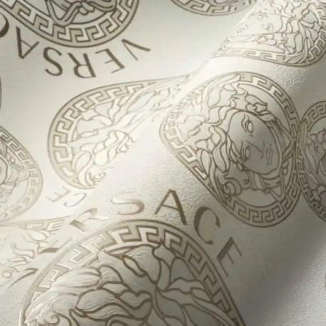 Retur ușor Tapet Versace - Medusa gri-auriu