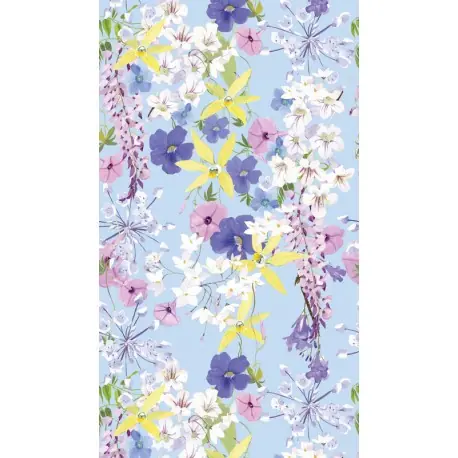 Expediere rapidă Fototapet bleu cu flori multicolore
