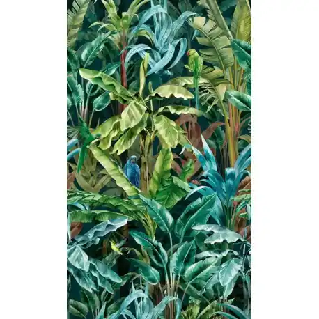 Fototapet Jungla verde-albastru cu papagali Mai ieftin