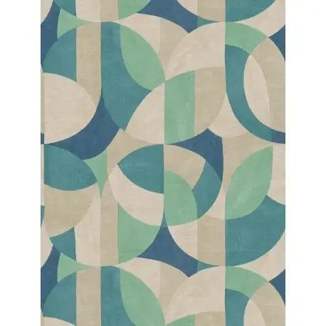 Tapet Bauhaus geometric crem-turcoaz Ofertă specială