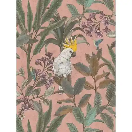 Tapet exotic vintage Kakadu roz-crem Reducere de preț