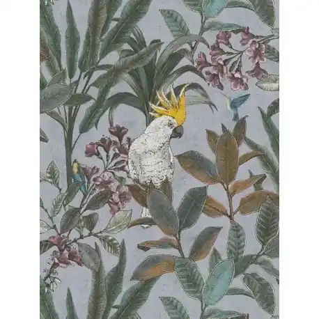 Preț promoțional Tapet exotic vintage Kakadu gri-bleu