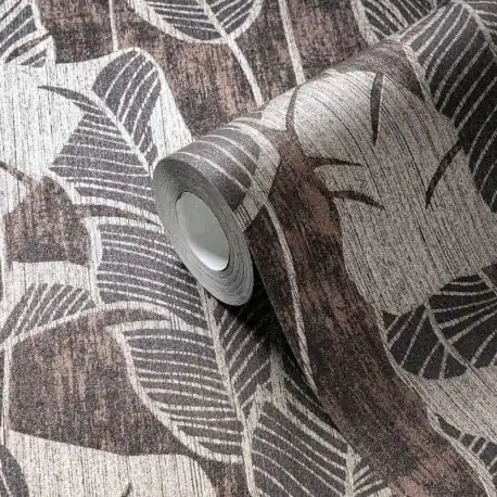 Tapet frunze palmier Jade maro-argintiu Discount