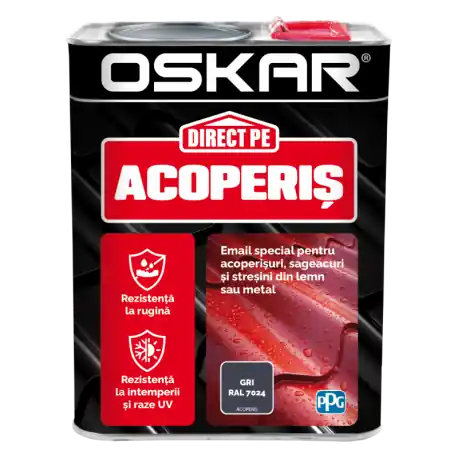 Vopsea Oskar Direct Pe Acoperis - gri RAL 7024 2.5L Preț mic