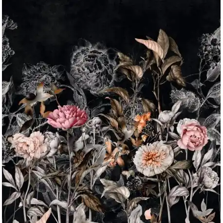 Fototapet flori vintage Smart Art negru Reducere specială