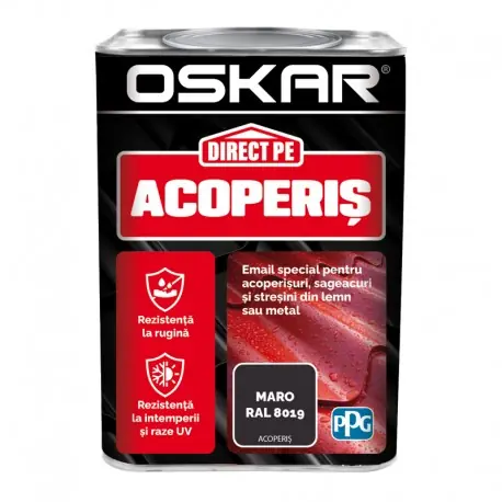 Preferatul clienților Vopsea Oskar Direct Pe Acoperis - maro RAL 8019 0.75L