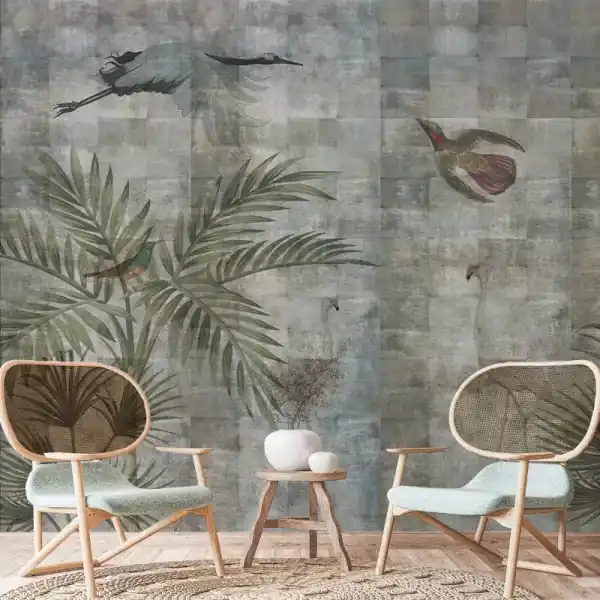 Reducere specială Tapet Birds and grunge