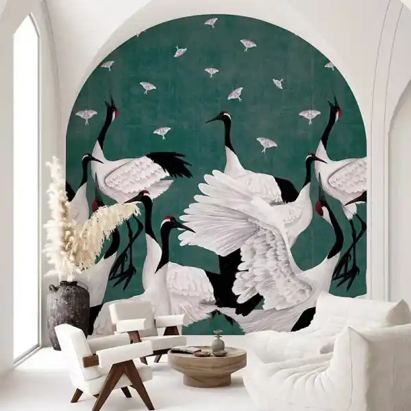 Tapet Grus Japonesis in Green Premium