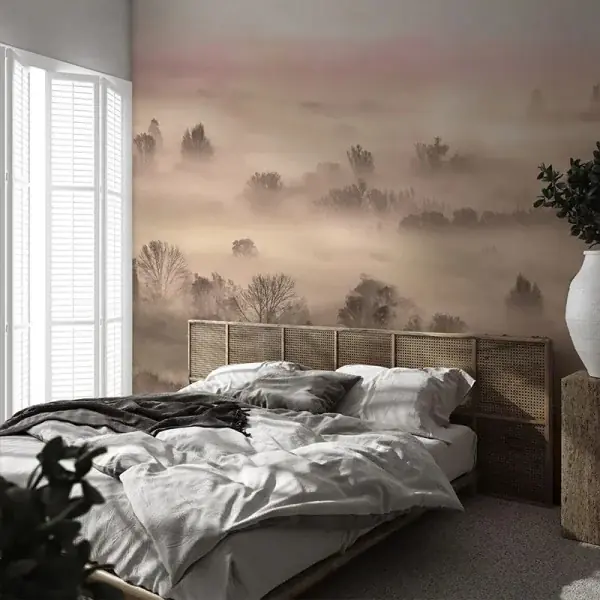 Livrare rapidă Tapet Foggy Landscape Peach