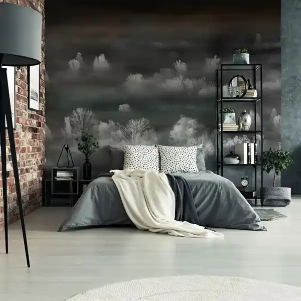 Discount Tapet Foggy Landscape Nightview