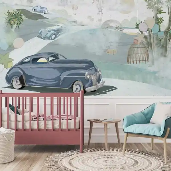 Tapet Retro cars (blue) Chilipir