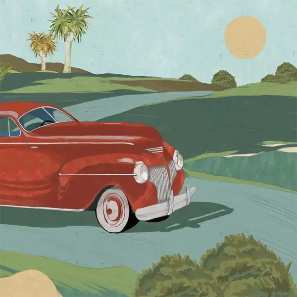 Tapet Retro cars (red) Promoție