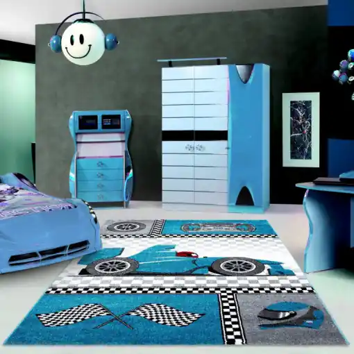Covor Kids Albastru V1 80x150 cm Reducere de preț
