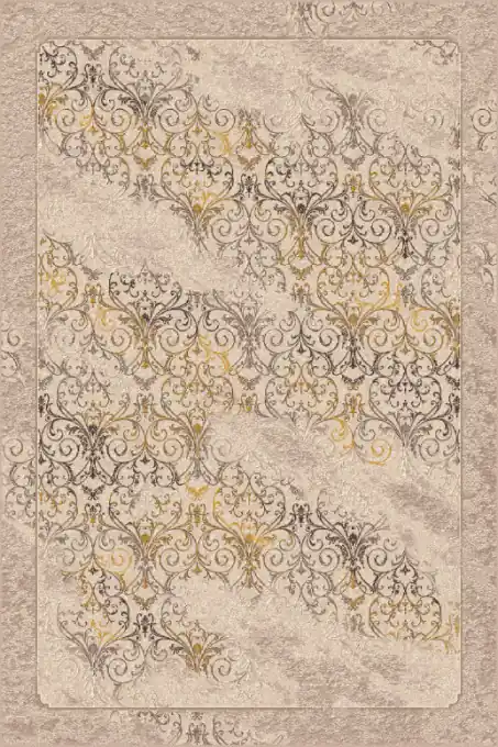 Retur ușor Covor Modern, Iris Paun, Bej/Auriu, 60x110 cm, 1800 gr/mp