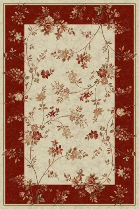 Reducere specială Covor Modern, Lotos 551, Crem / Rosu, 80x150 cm, 1800 gr/mp,