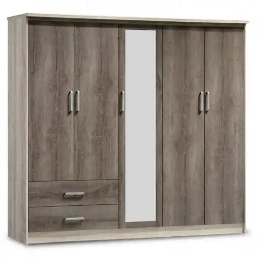 Popular Dulap Olympus Cu 5 Uși Și Sertare + Oglindă Culoare Castillo-Toro 198x57x183 cm