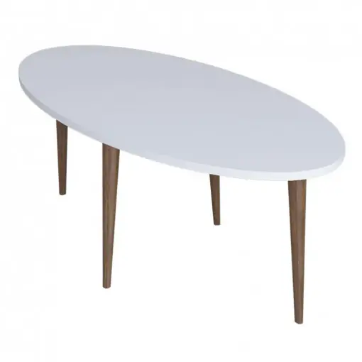 Disponibil imediat Masuta de Cafea Model Wallace, 90x45x40 cm, Alb/Nuc