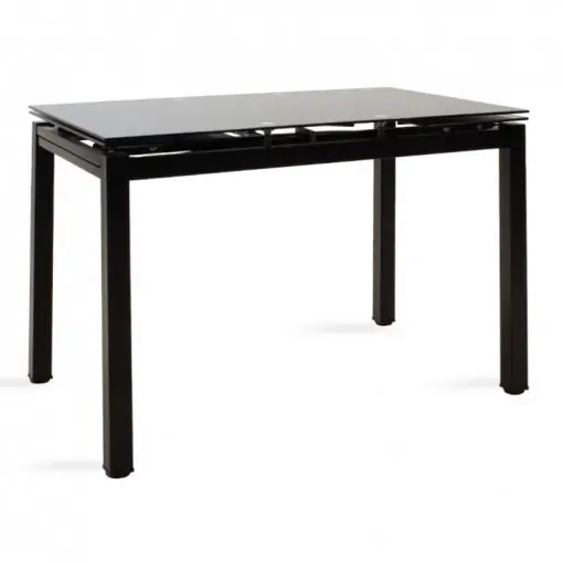 Cumpărături sigure Masa Model Maverick, 110-170 x70x75 cm, Negru/Transparent, Blat Sticla securizata