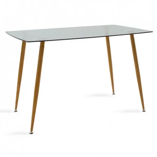 Masa Model Cleo, 120x70x75 cm, Natur/Gri Inchis, Blat Sticla securizata Cumpără online