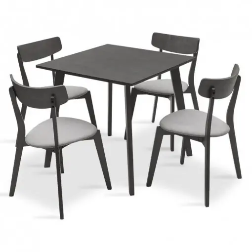 Ofertă de sezon Set Masa si Scaune Benson-Toto 5 Piese Gri Rustic 80x80x75 cm