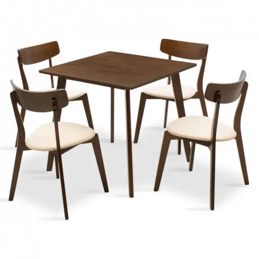 Set Masa si Scaune Benson-Toto 5 Piese Nuc Inchis - Bej 80x80x75 cm Lichidare de stoc