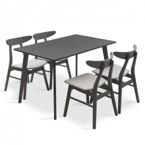 Set Masa si Scaune Benson-Orlean 5 Piese Gri Rustic 120x75x75 cm Mai ieftin
