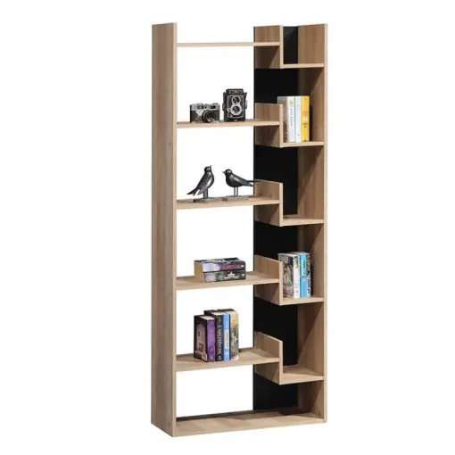 Biblioteca Pako World, Model Naya, 72x30x30x5 cm, Antracit/Natur Ofertă specială