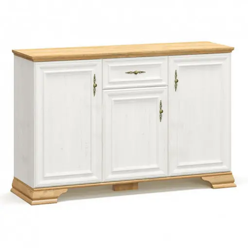 Comoda Model Jaden, Alb antichizat/Stejar, 137.5x39x88.5 cm Bestseller