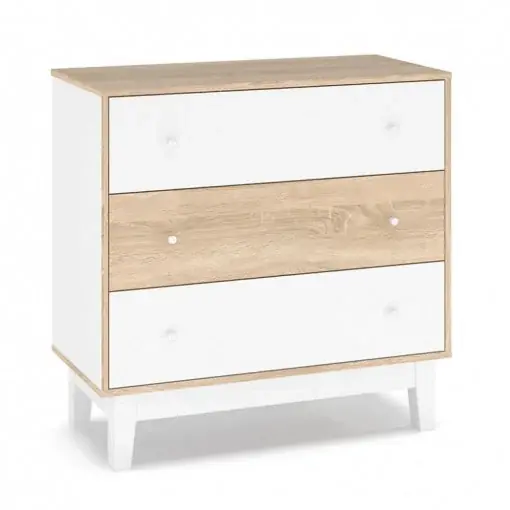 Comandă acum Comoda Model Awell, Alb/Stejar sonoma, 90x44x88.5 cm