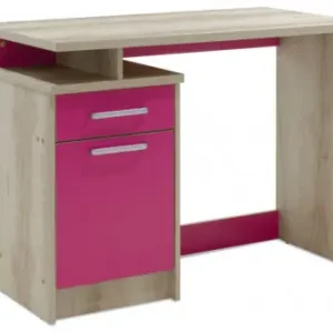 Birou pentru Copii Pako World, model Castillo, 100x75x55 cm, Stejar castillo/Roz Ofertă exclusivă