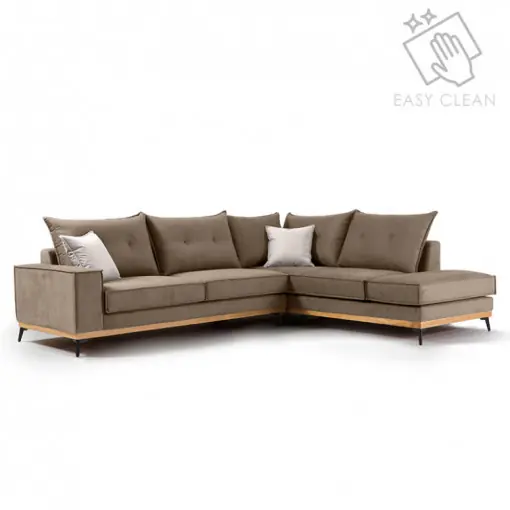 Reducere extra Coltar Stanga Luxury II Mocha - Crem - Negru 290x235x90 cm