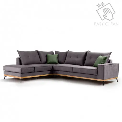Coltar Dreapta Luxury II Gri Inchis - Verde Inchis - Negru 290x235x90 cm Mai ieftin