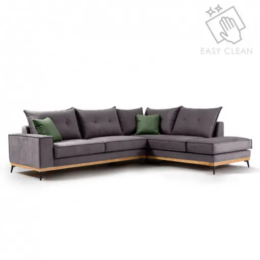 Preț redus Coltar Stanga Luxury II Gri Inchis - Verde Inchis - Negru 290x235x90 cm
