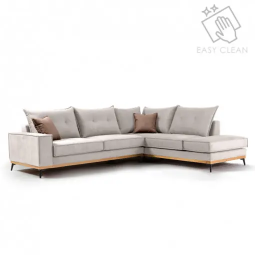 Coltar Stanga Luxury II Crem - Mocha - Negru 290x235x90 cm Popular