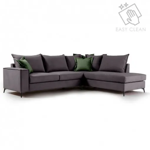 Coltar Stanga Boston Gri Inchis - Verde Inchis 290x235x95 cm Plată securizată