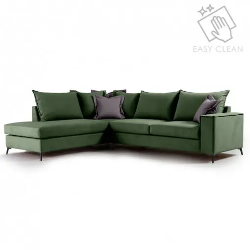 Popular Coltar Dreapta Boston Verde Inchis - Gri Inchis 290x235x95 cm