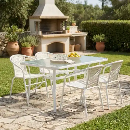 Set Masa si Scaune Gradina Valor-Obbi 5 Piese Alb Retur gratuit