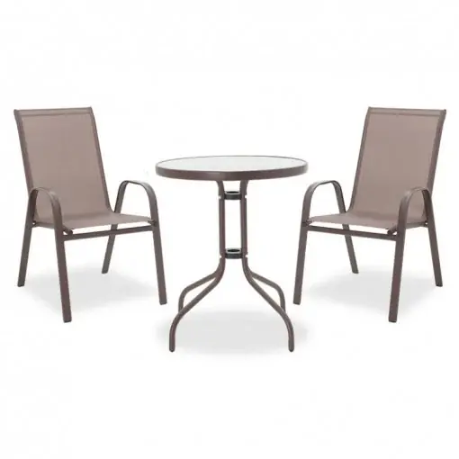 Set Masa si Scaune Gradina Watson-Calan 3 Piese Maro Promoție