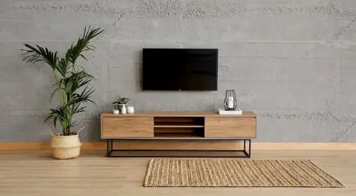 Comoda TV Salvador, Model Laxus, 180x50x40 cm, Nuc/Negru Preț redus