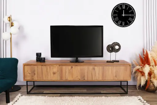 Comoda TV Salvador, Model Lupin, 180x50x40 cm, Nuc/Negru Comandă acum