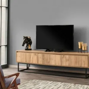 Comoda TV Salvador, Model Tılsım, 180x50x40 cm, Negru/Pin Noutate