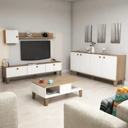 Set Complet Living Sumer G7020 Oak-Alb Lichidare de stoc