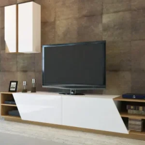 Premium Ansamblu Comoda TV Zebra Alb-Teak