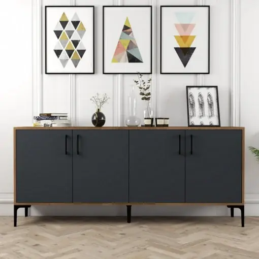 Comoda Model Kiev, Nuc/Antracit, 180x35x78 cm Lichidare de stoc