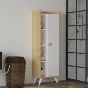 Comandă acum Dulap multifunctional Model Ilgim, Stejar/Alb, 50x31.8x140 cm