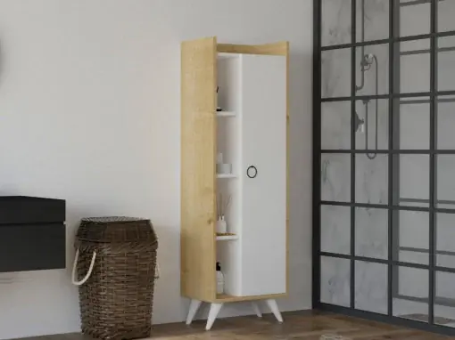 Comandă acum Dulap multifunctional Model Ilgim, Stejar/Alb, 50x31.8x140 cm