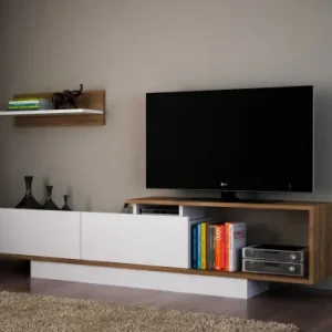 Calitate înaltă Ansamblu Comoda TV Asos Alb-Walnut