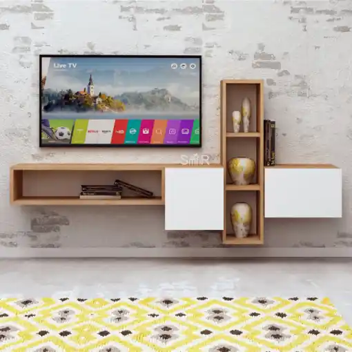 Comandă acum Ansamblu Comoda TV Kumkuat Oak-Alb