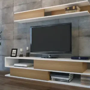 Ofertă Ansamblu Comoda TV Sims Alb-Teak